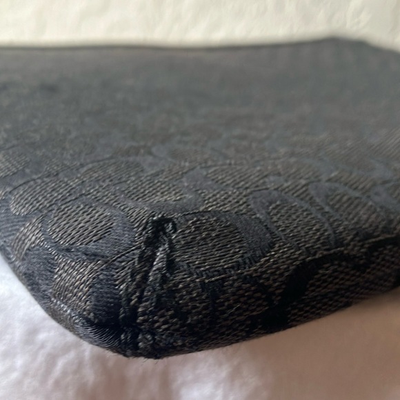 Coach: Black Signature Tablet Holder- Silver Tone - Picture 10 of 14